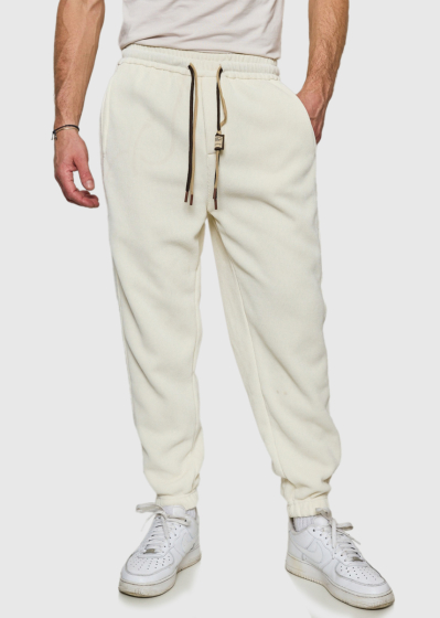 Diego white drawstring joggers