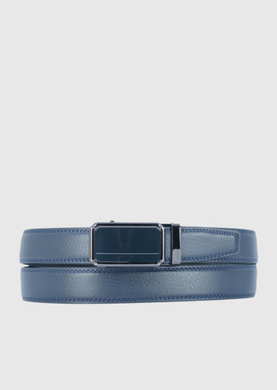 Corrado blue leather belt with metal buckle