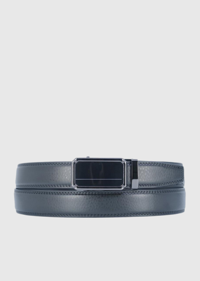Corrado black leather belt with metal buckle