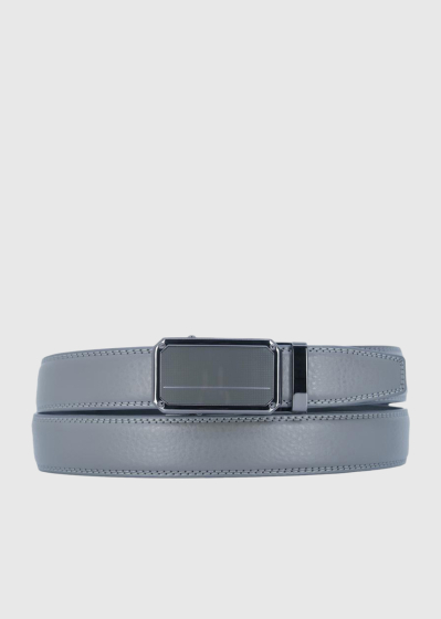 Corrado grey leather belt with metal buckle