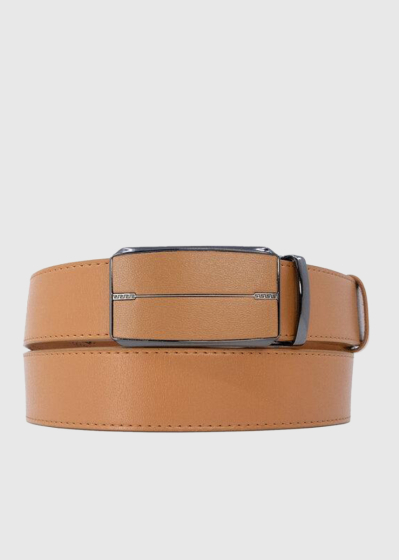 Corrado light brown leather belt with metal buckle