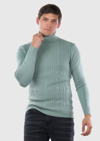 Felice light green mens printed turtleneck