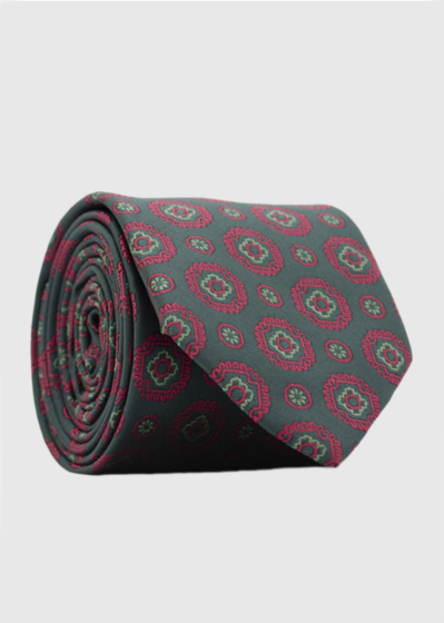 Arval green tie with print