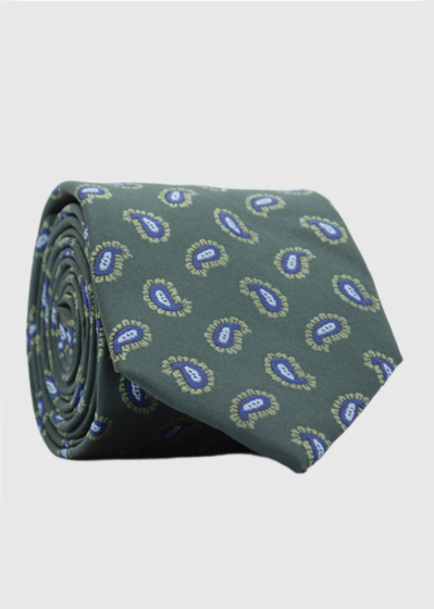 Arco green tie with print