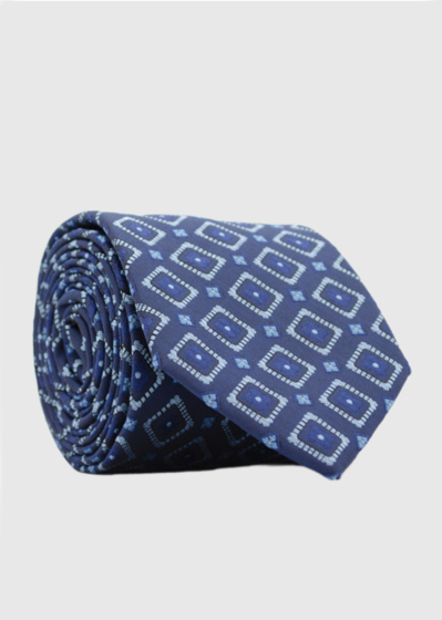 Artemas blue men's tie with print