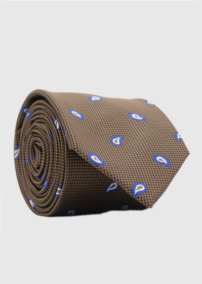 Alakai light brown men's tie with print