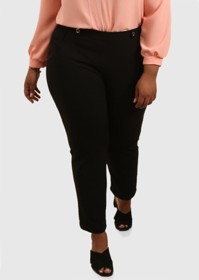 Arona Lielo izmēru melnas bikses ar kabatām