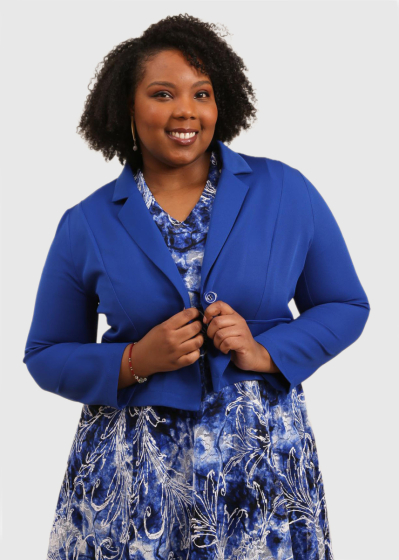 Audrina Plus Size blue cropped blazer