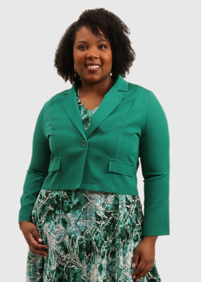 Audrina Plus Size green cropped blazer
