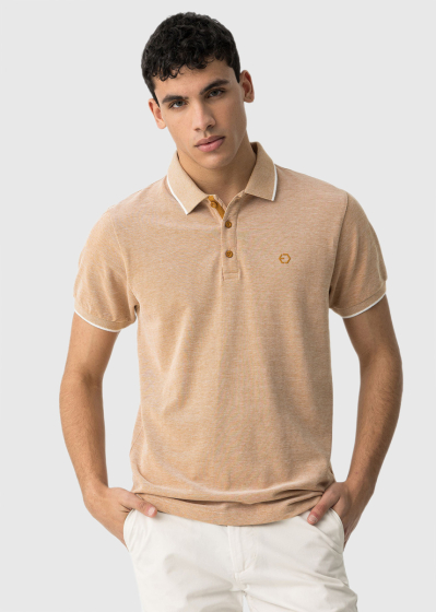 Beige men's polo shirt