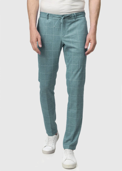 Tadashi green men's checkered trousers