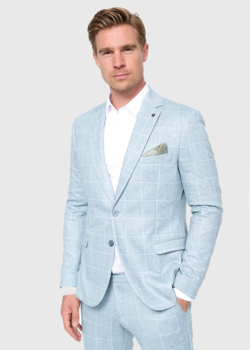 Tomer light blue men's checkered blazer