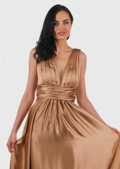 Alisanne gold long evening dress