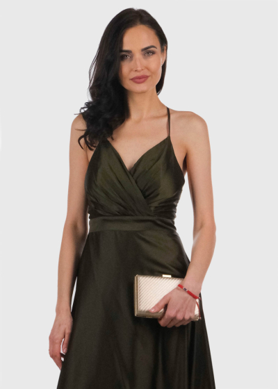 Ardina khaki backless evening dress