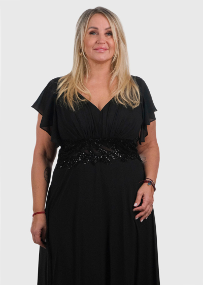 Dominika Plus Size black long evening dress