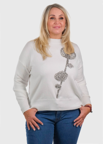 Airida Plus Size white appliqued sweater