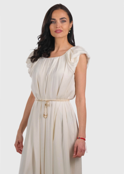 Ann white long dress with a belt