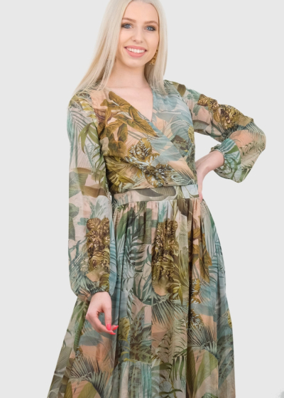 Rachel evening dress with floral print