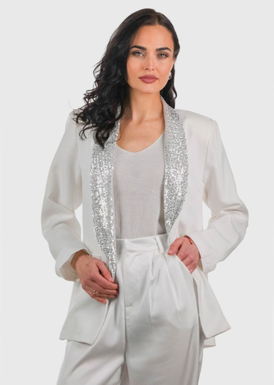 Aina white women's blazer with sequins