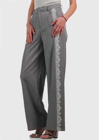 Alli grey women's pants with lace inserts