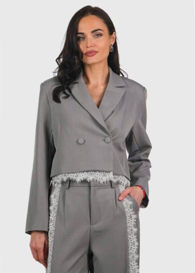 Alli grey women's blazer with lace inserts