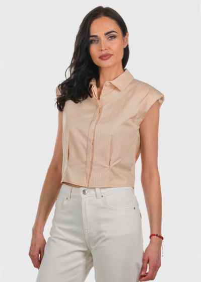 Asalya bēšs sieviešu krekls ar īsām piedurknēm