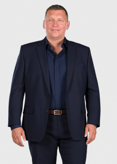 Benazir Plus Size Regular Fit dark blue woolen men's suit