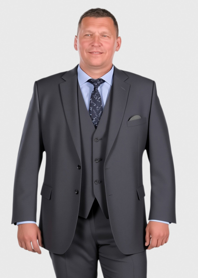 Birtukan Plus Size Regular Fit grey virgin woolen suit