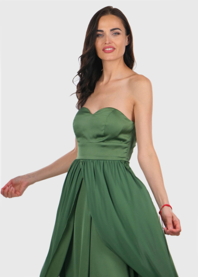 Bibi green long evening dress