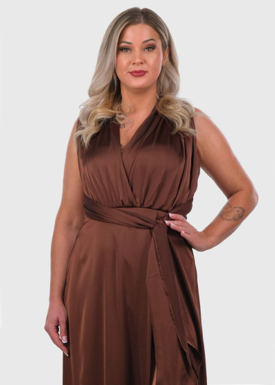 Bibi brown long evening dress