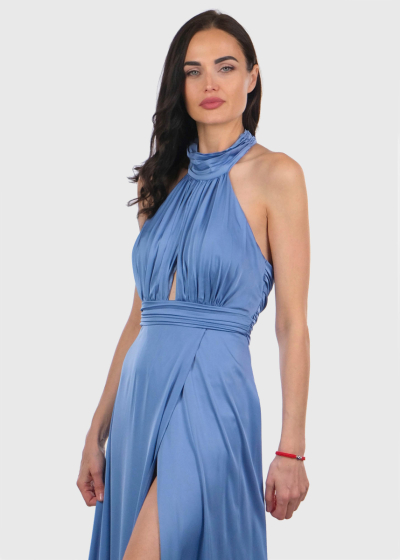 Cleo blue off-shoulder evening dress