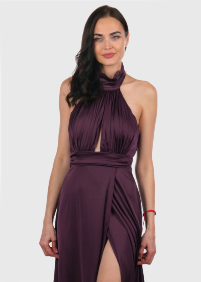 Cleo dark purple off-shoulder evening dress
