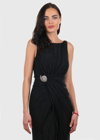Cemile melna evening dress with split