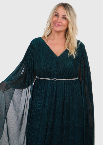 Bagiratha Plus Size dark green long evening dress
