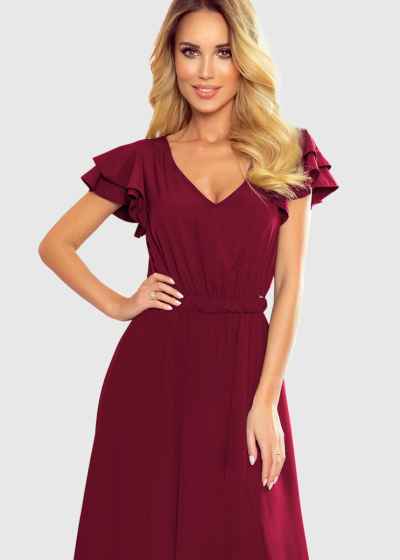 Chiarina bordo V-neck evening dress