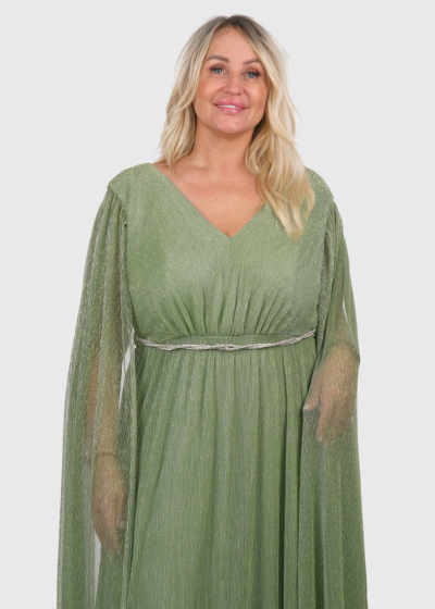 Bagiratha Plus Size light green long evening dress
