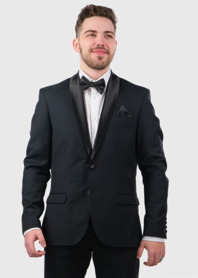 Berivan Slim Fit black woolen suit