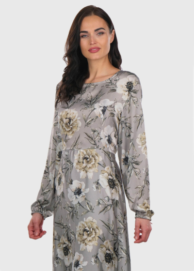 Dae grey long floral printed evening dress