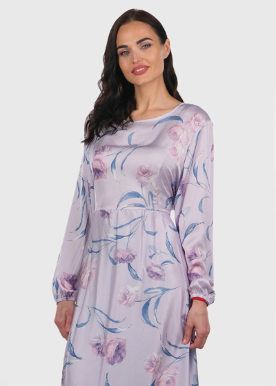 Dae light purple long floral printed evening dress