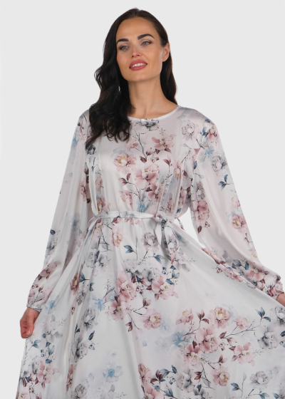 Dae white long floral printed evening dress