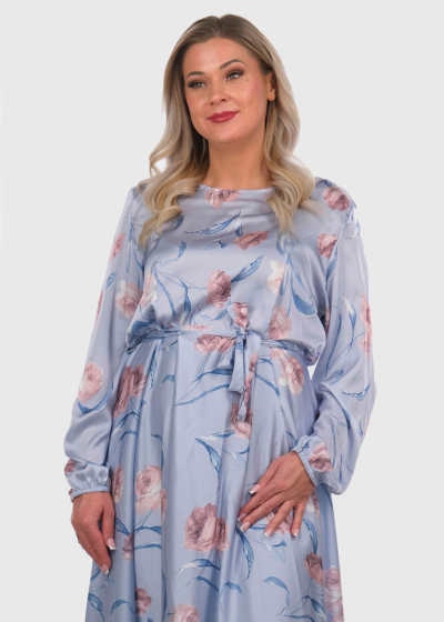 Dae light blue long floral printed evening dress