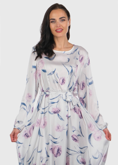 Dae white long floral printed evening dress