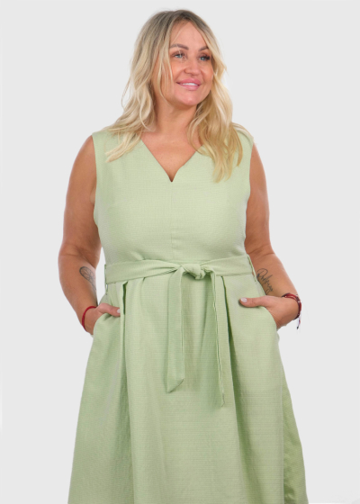 Davina Plus Size light green short evening dress