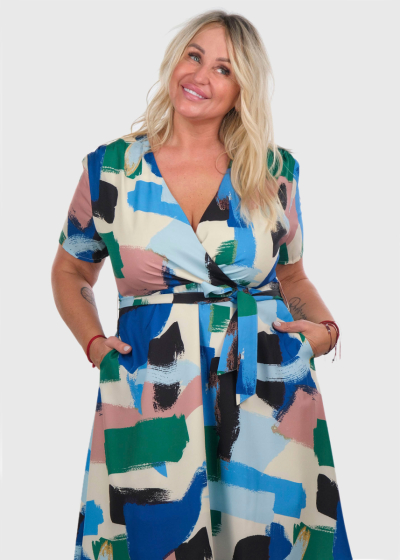 Dafi Plus Size multicolor short evening dress