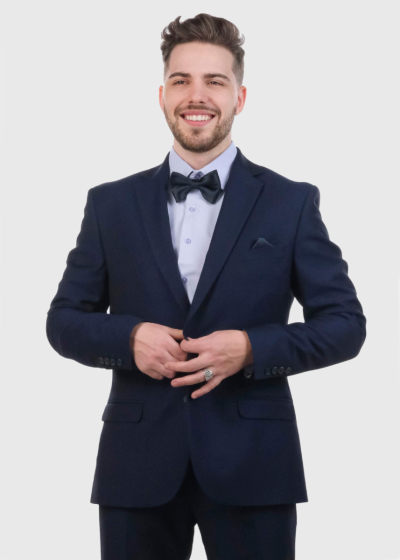 Terence zils pieguļošais uzvalks