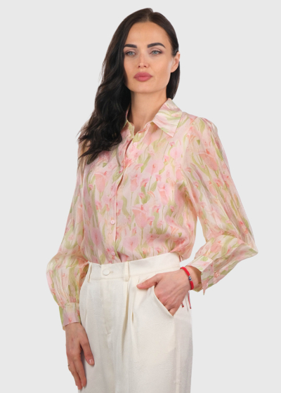 Deka rozā blūze ar ziedu rakstu