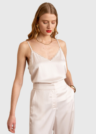 Esmina white thin shoulder straps top