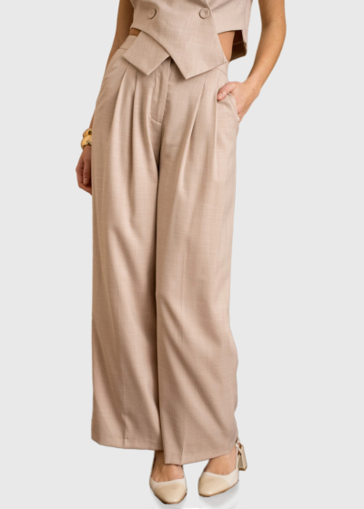 Ebru beige women's wide leg pants