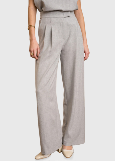Esra light grey wide leg pants with pockets