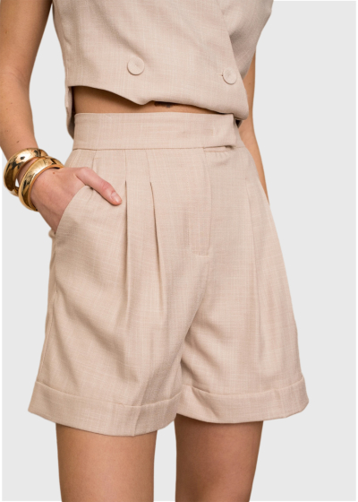 Elzira beige womens high-rise shorts